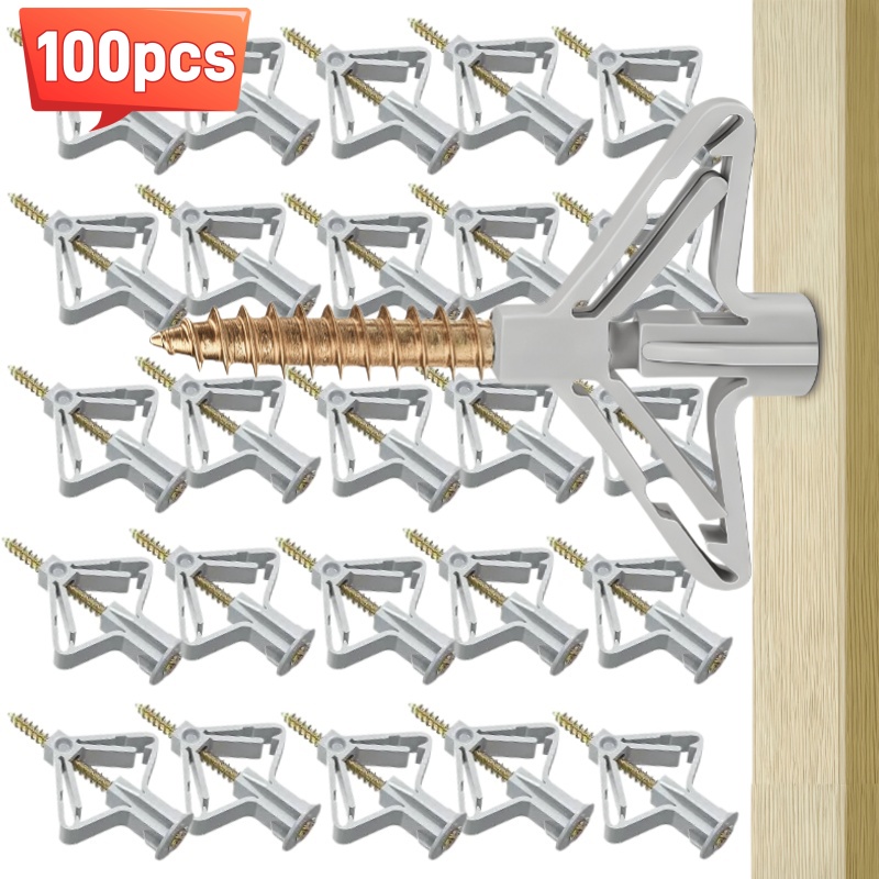 Woodworking Hatchet - 100개 플라스틱 튜브형 석고보드 확장 나사,