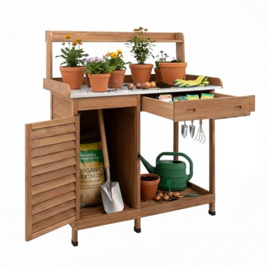 작업대 겸 정원용 테이블, 수납장 포함, 야외용, 나무 - Woodworking Workbench 리뷰 및 가격