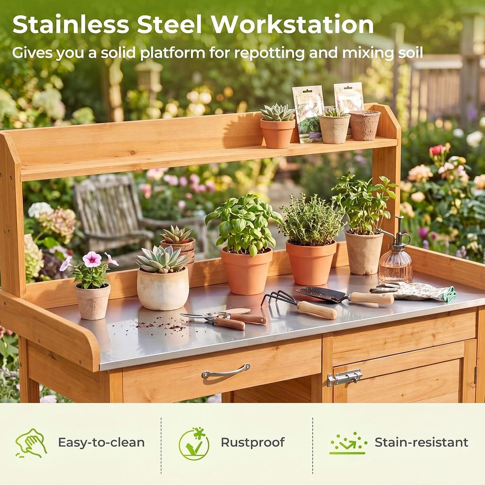 야외 화분 키우기용 테이블, 나무 정원 작업대, 수납장 - Woodworking Workbench 리뷰 및 가격