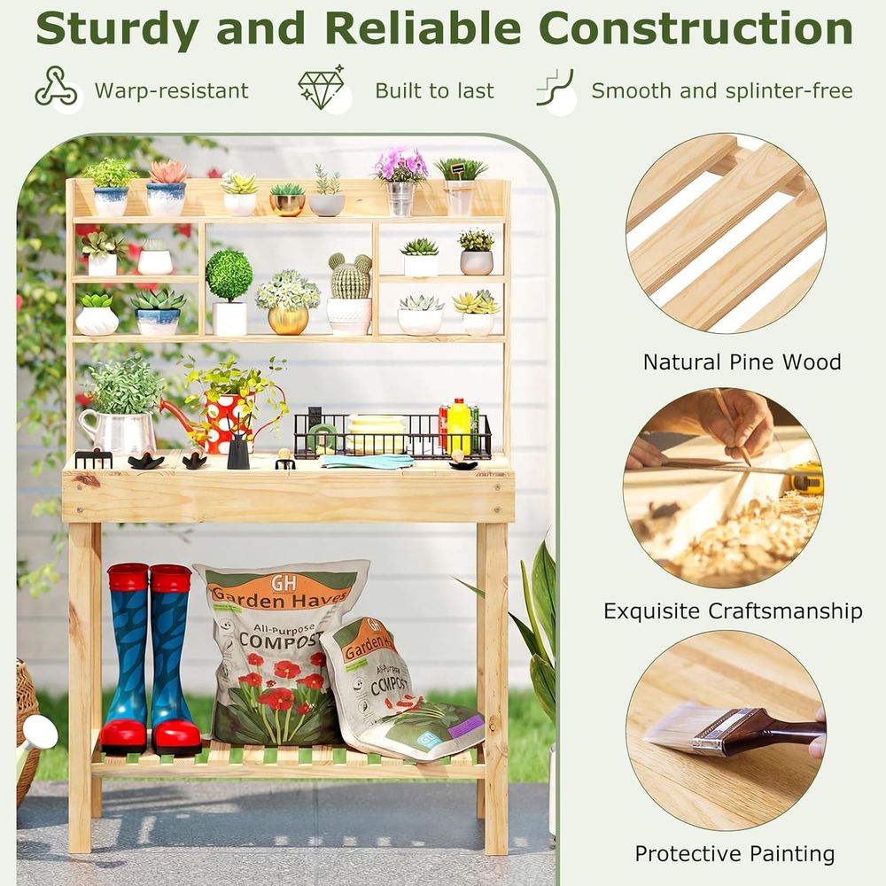 화분꽂이용 테이블, 60인치 목재 정원 작업대, 수납공 - Woodworking Workbench 리뷰 및 가격